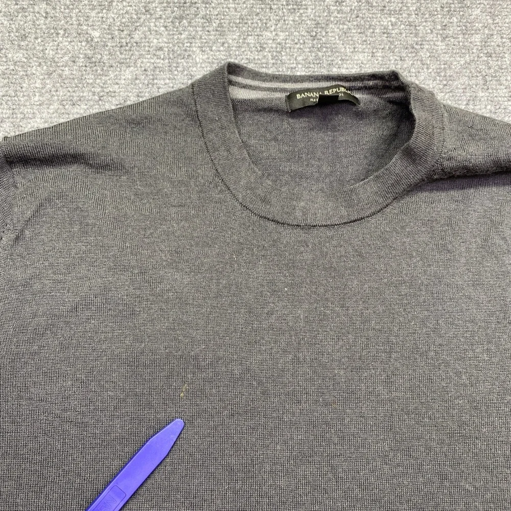 Banana Republic Mens Merino Wool Crew Neck Sweater Gray Size L Preppy